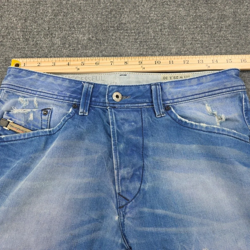 Diesel Darron 0811V Jeans Mens 29x30 Slim Tapered Distressed Light‎ Wash Denim